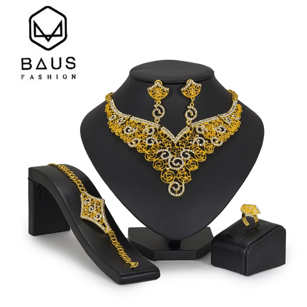 BAUS индийские ювелирные изделия модный бренд Дубай золотой цвет наборы