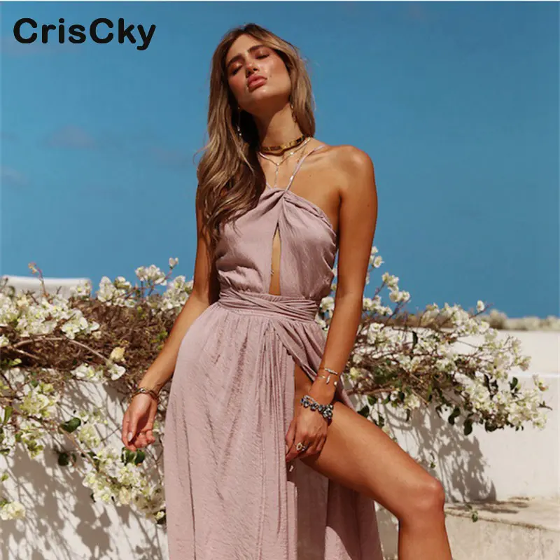 CRISCKY/модное летнее Клубное платье для женщин без рукавов элегантные длинные