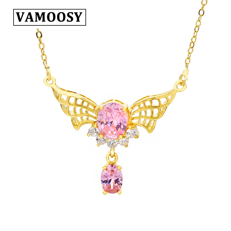 VAMOOSY Крылья Циркон 24K золото цвет ожерелье медный Чокер ожерелья для женщин