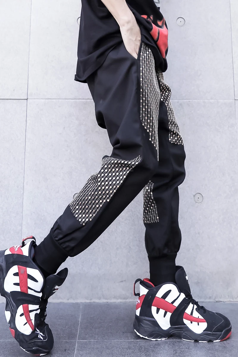

S-3XL!!Men's Korean version of the personality gold sequins baggy clubbing