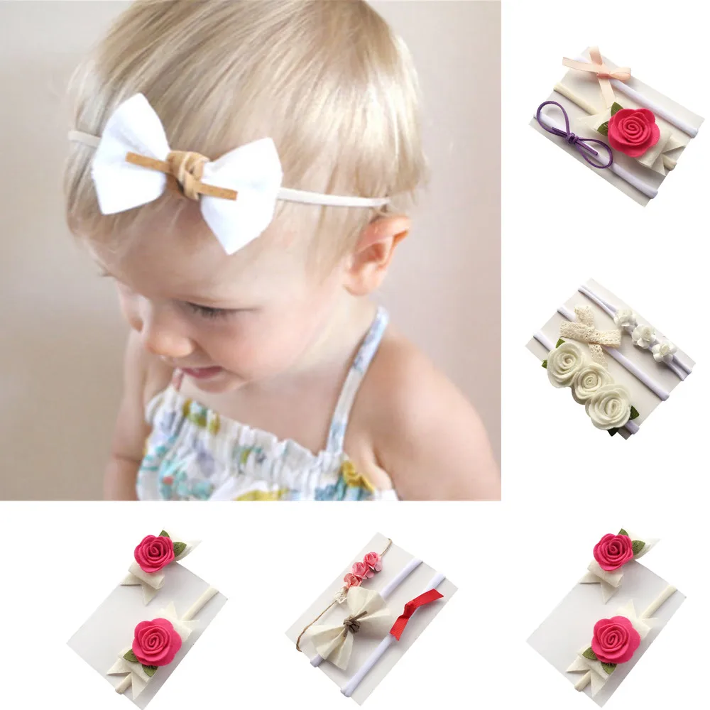 3pcs/set Kids Girl Baby Headband Toddler Bow Haarband Hair Accessories Band Headwear Bandeau Bebe Fille Diadema Nina | Детская одежда и