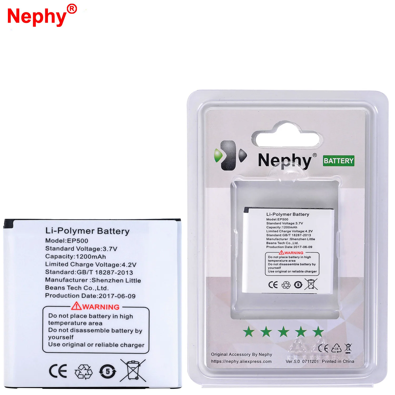 Оригинальный аккумулятор Nephy EP500 для Sony X7 X8 E15i U5i U8i E16i W8 Xperia mini Vivaz Pro Active ST15i SK17i WT18i