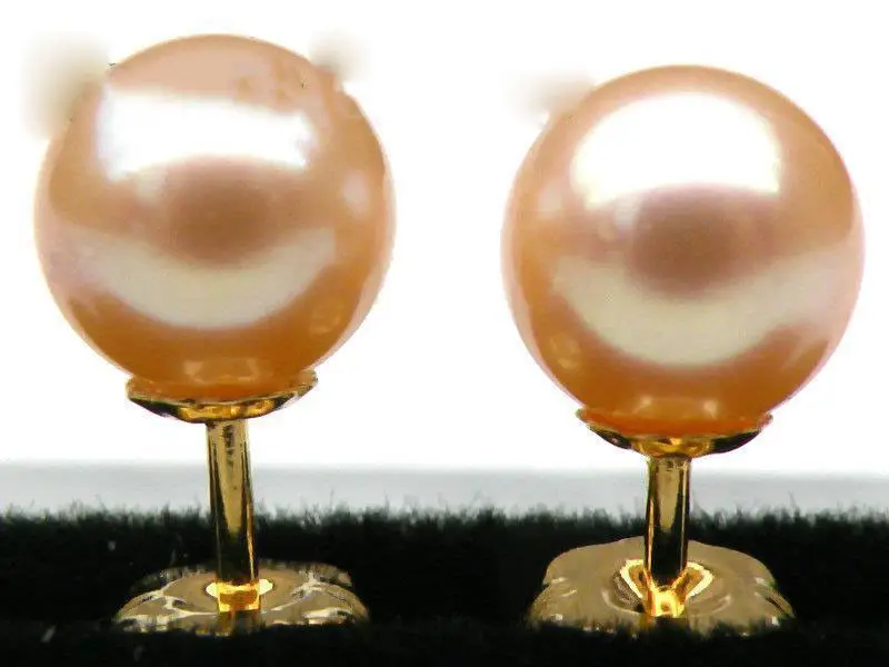 Genuine 6mm perfect round AAA+++ pink akoya pearl earring solid 14K yellow gold | Украшения и аксессуары