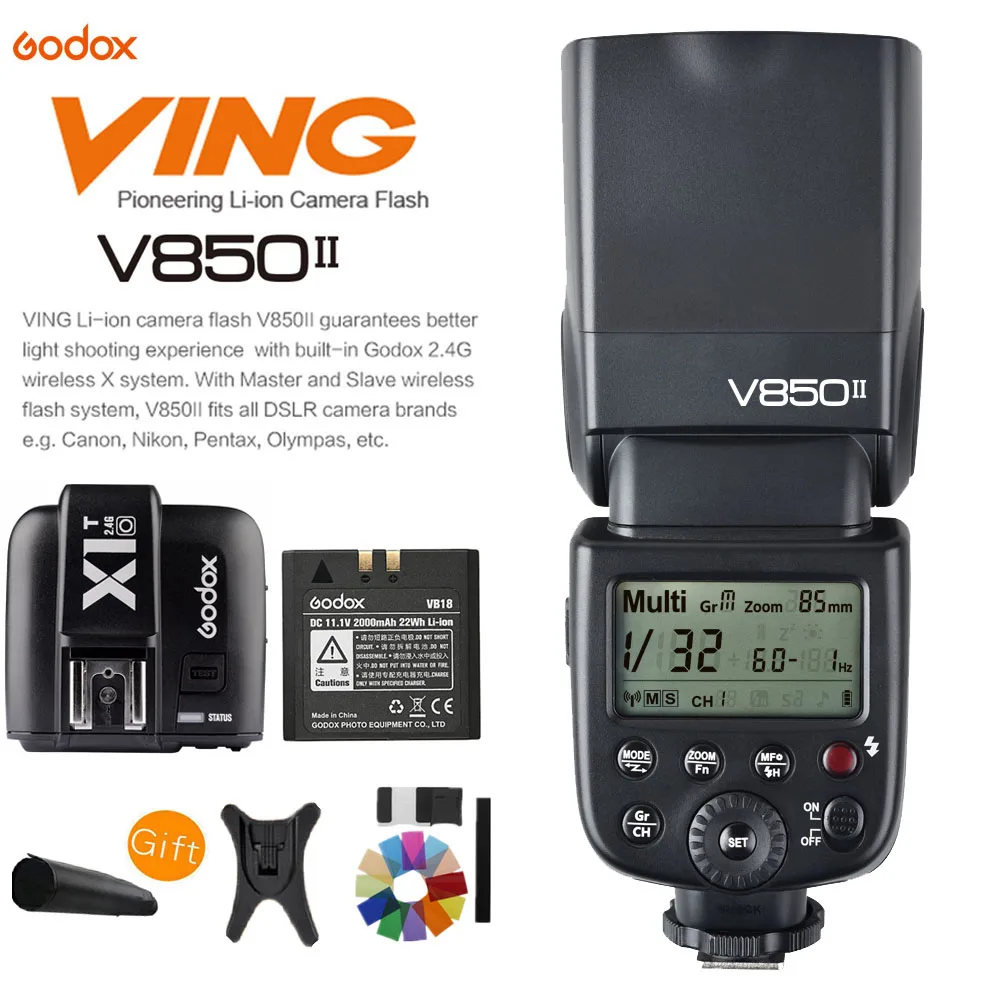

Godox V850II GN60 HSS 2,4G Беспроводная система X-образная вспышка с литий-ионным аккумулятором светильник триггером X1T-O для Olympus/Panasonic