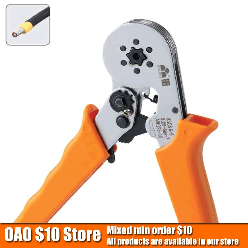 NEW 0.25 6mm2 Terminal Crimping Tool Bootlace Ferrule Crimper Wire end Cord lug free shipping AWG23 10 Pliers|pliers crimping|plier orthodonticplier
