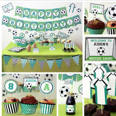 Детский креативный флажок на день рождения с изображением футбольного мяча