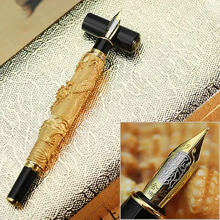 JINHAO Благородный Золотой M перо перьевая ручка Дракон узор резной|fountain pen dragon|pen