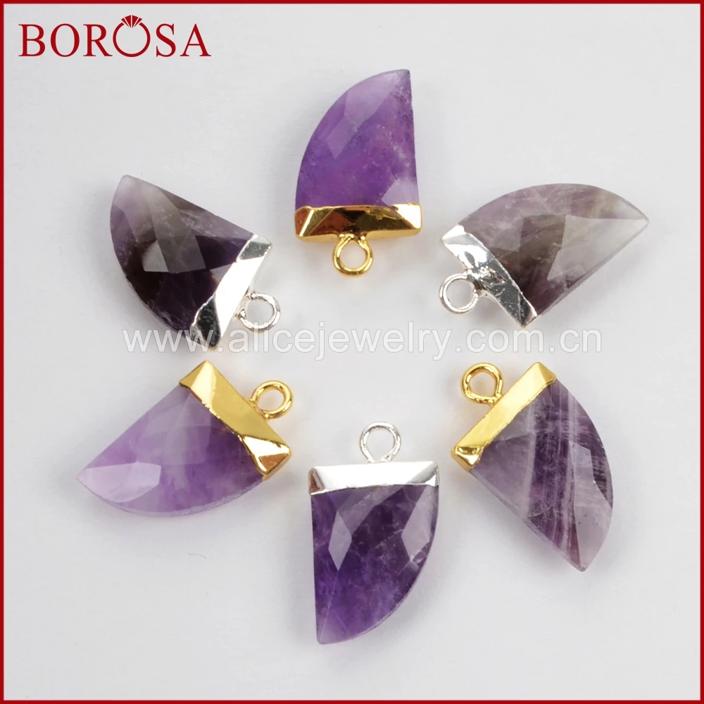 Распродажа BOROSA 10 шт. серебряный цвет чистый 100% натуральный фиолетовый кристалл