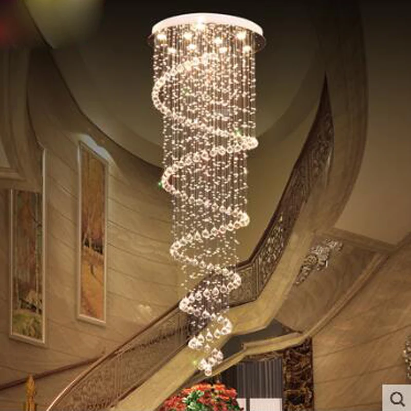 Crystal chandelier round in a rotating villa penthouse staircase Staircase living room LED | Освещение