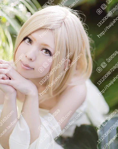 

Anime The Seven Deadly Sins Elaine Cosplay Wig Short Light Blond Heat Resistant Synthetic Hair Wigs + Wig Cap