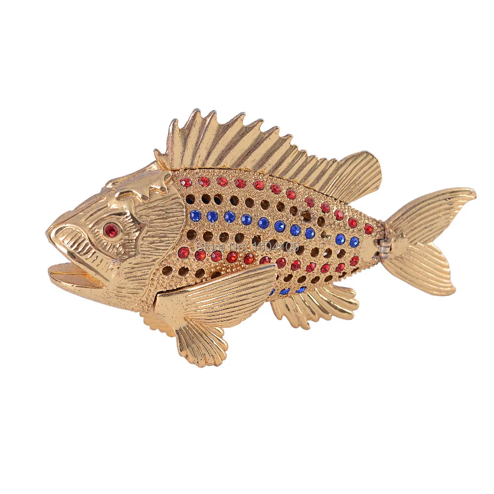 Украшение в виде рыбы украшенное драгоценными камнями украшение винтажном стиле