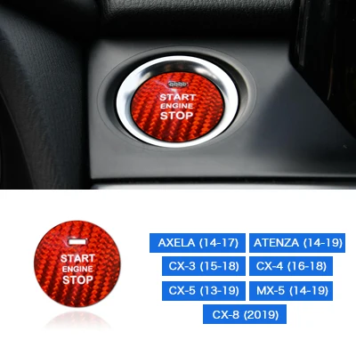 Red Carbon Скорость движения воздуха для Mazda Axela Atenza CX-3 CX-4 CX-5 CX-8 MX-5 аксессуары Стикеры углеродного волокна внутренняя отделка автомобиля кнопка запуска двигателя - Название цвета: Red Carbon