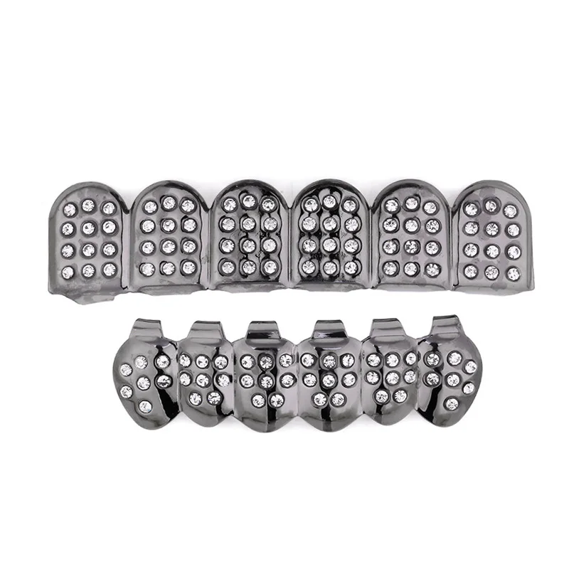 Хип хоп Bling многоцветные клыки зубы кубического циркония сплав TeethGrillz Топ и низ