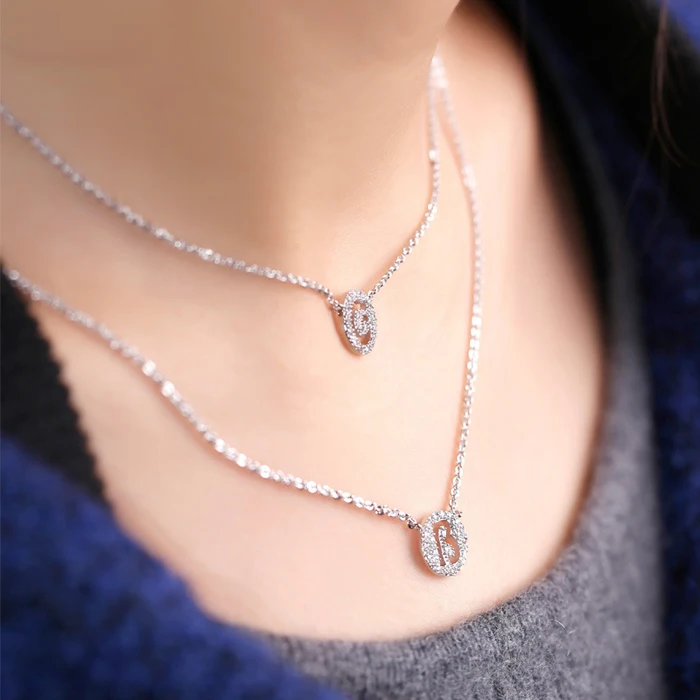 Высококачественное серебряное ожерелье с A N буквами цирконом AAA Mirco крошечное