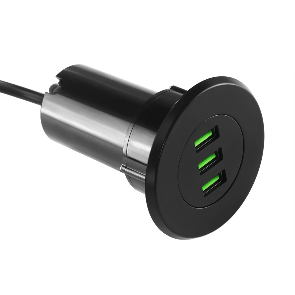 Powstro 3 usb порт зарядное устройство концентратор втулка настольное отверстие USB