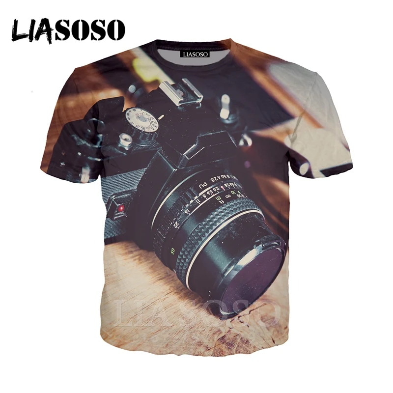 Футболка с 3D принтом для мужчин и женщин футболки объективом камеры уличная
