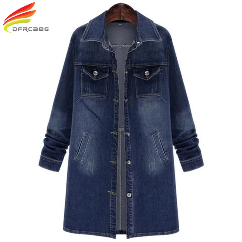 Джинсовое пальто для женщин размера плюс новинка весны 2018 Стильное повседневное