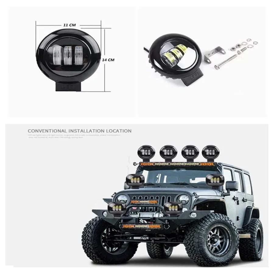 Fuleem 2PCS 30W LED Light Bar Led Spot Work Lights Driving Fog 6500k Waterproof for Off-road Truck Car ATV SUV | Автомобили и
