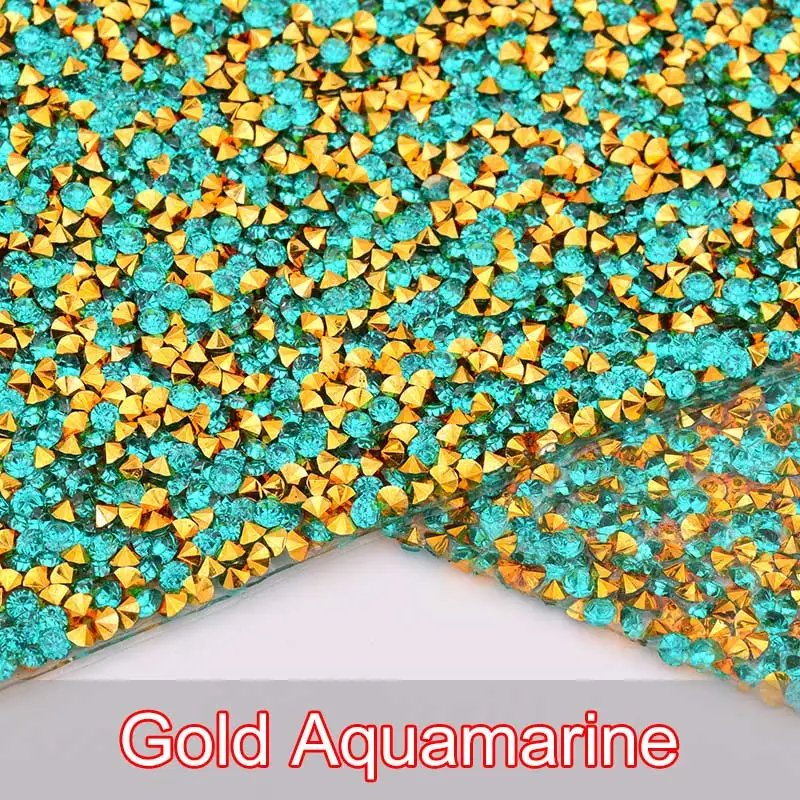 Gold Aquamarine JUNAO 24*40 см Горячая фиксация кристалл AB Стразы Ткань Лист Кристалл сетка отделка смолы аппликация Блеск Стразы группа для DIY платье - Цвет: Gold Aquamarine