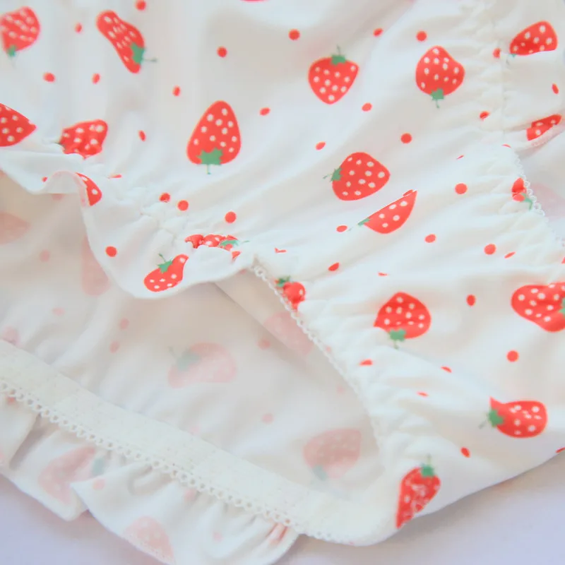 sweet strawberry milk silk low waist pants sexy lotus leaf majtki damskie perizoma figi seamless panties calzon | Женская одежда