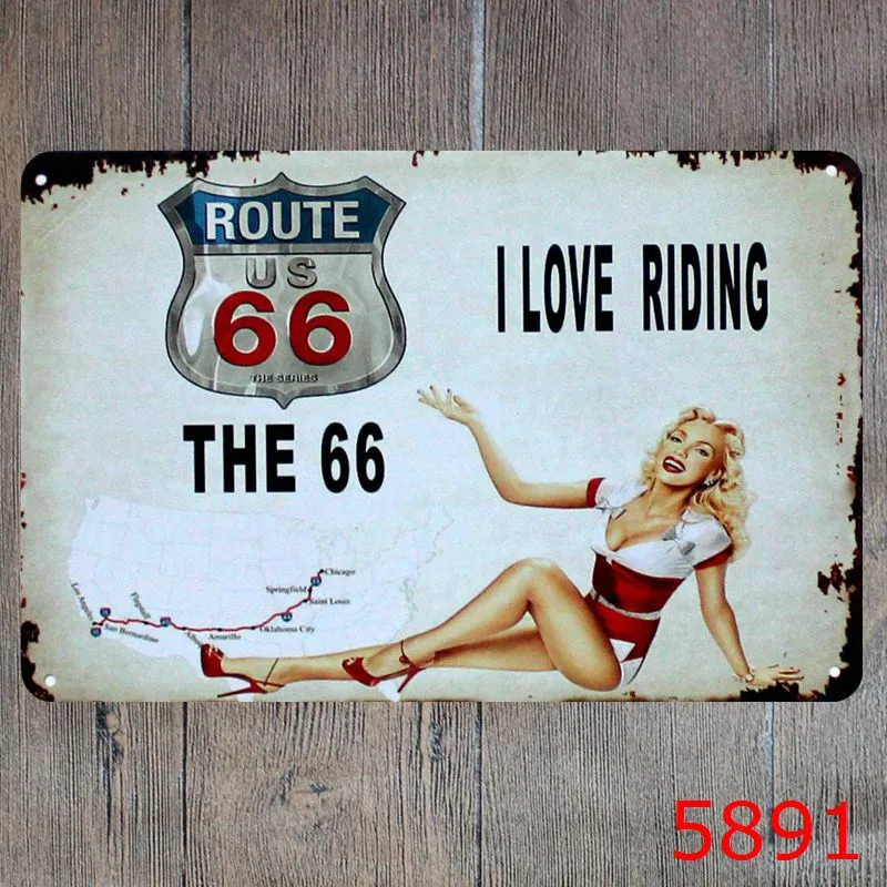 Настенный Декор для дома I Love Riding US Route 66 мотоциклы художественная живопись налет