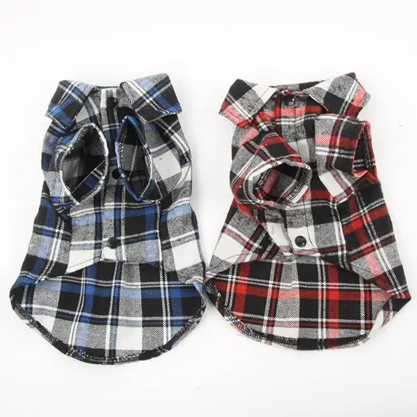 New Dog Pet Casual Plaid Lapel Button Shirt Jacket Cotton Blend Sweatshirt S-XL Large Autumn Clothes for Pets | Дом и сад