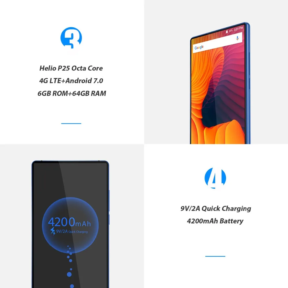 Оригинальный Vernee Mix 2 Helio P25 6 GB 64 смартфон 0 "18:9 FHD 4200 mAh 13MP двойной Камера 4G LTE Android 7 9
