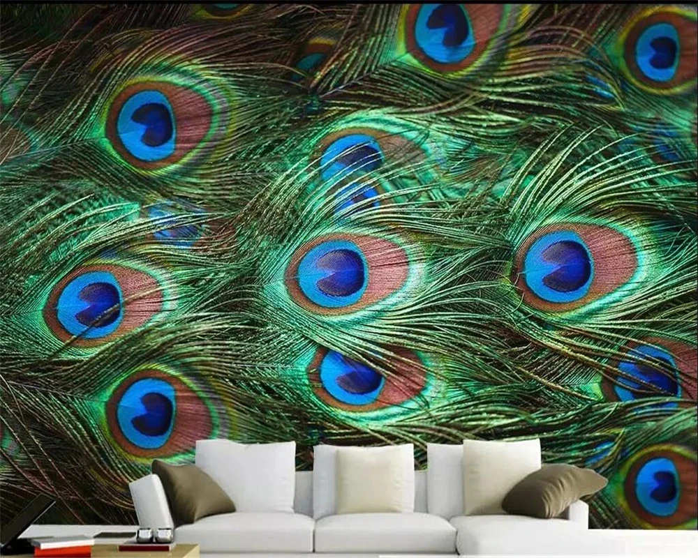

Beibehang Custom wallpaper HD peacock feather close-up simple TV background wall paper living room bedroom mural 3d wallpaper