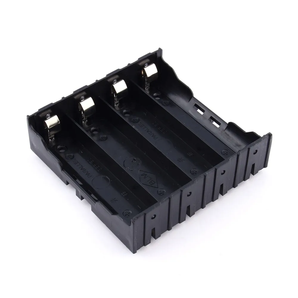 Пластиковый держатель для хранения литий ионных батарей 4x18650 8 контактный черный