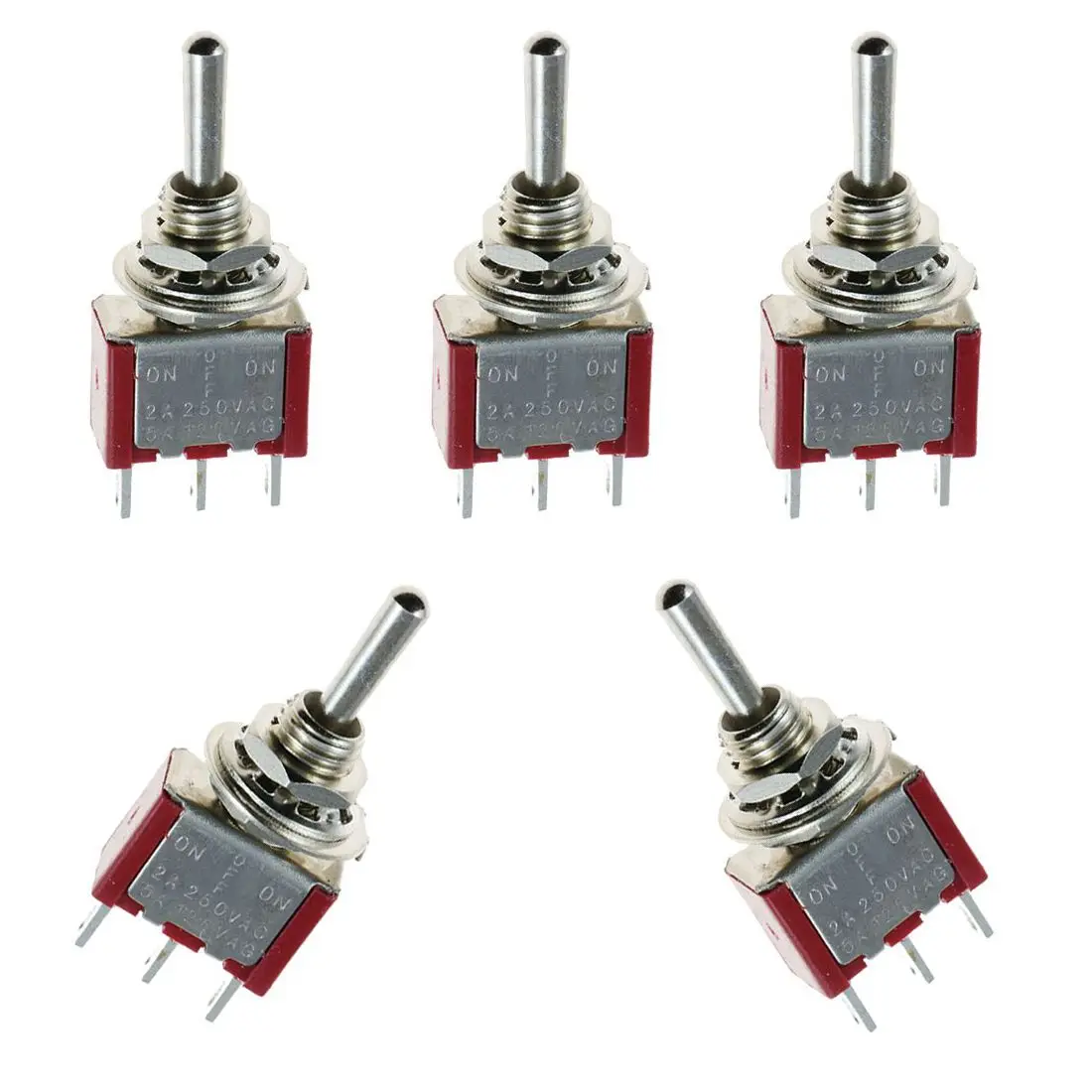 5 x Мини Мгновенный (вкл.) ВЫКЛ. переключатель модели Railway SPDT 12V Серебряный