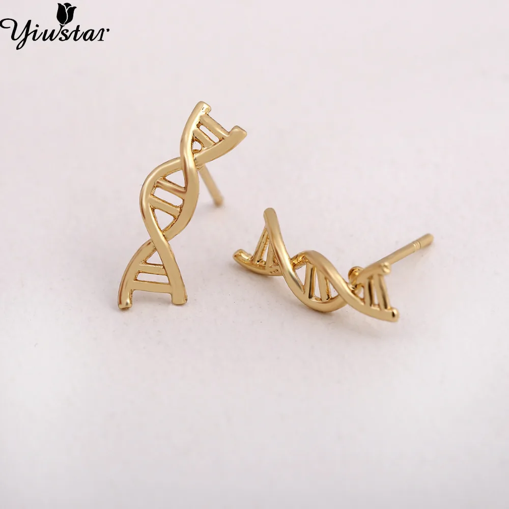 Серьги Yiustar для девушек серьги гвоздики ДНК золотые спирали женщин женские полые
