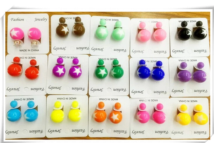 2015 новое поступление конфеты цвет двойной жемчужные серьги два шарика звездные
