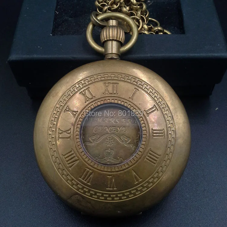 Циферблат с римскими цифрами двойное открытие полый чехол медь заводные