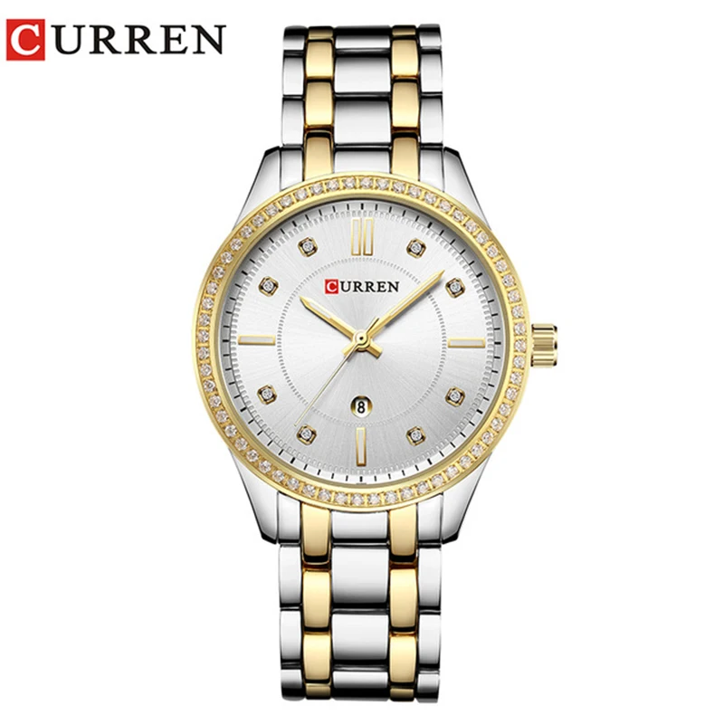 CURREN 9010 Luxury Fashion Women's Watches Quartz Watch Bracelet Auto Date Wristwatches Stainless Steel Women | Наручные часы