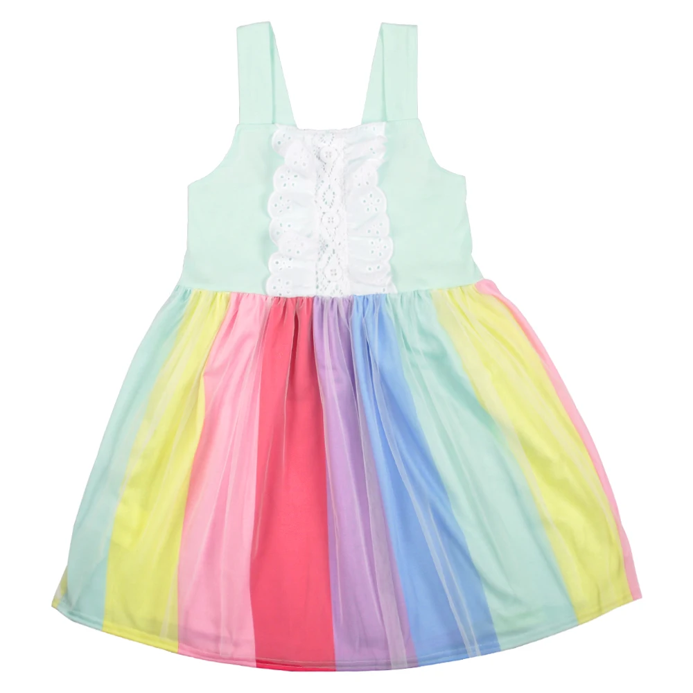 Baby Girls dress Boutique Summer Dress New 2019 Children Rainbow Pattern Girl Dresses Party Clothes | Детская одежда и обувь