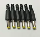 Бесплатная доставка 5,5 мм x 2,5 мм DC штекеры питания мужской коннекторы для бочки черный 10 шт