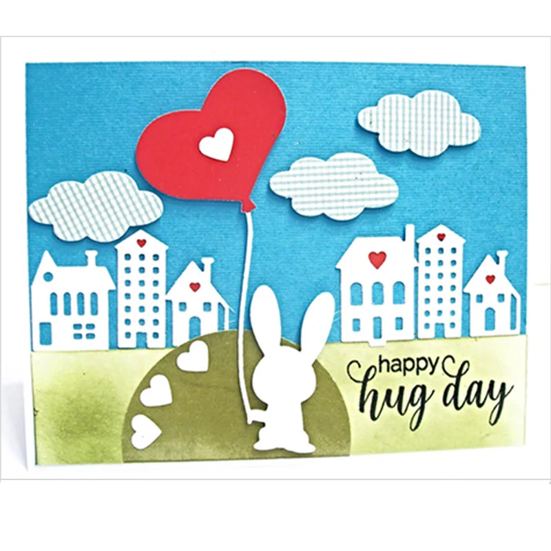 Металлические штампы с изображением кролика и воздушных шаров для рукоделия