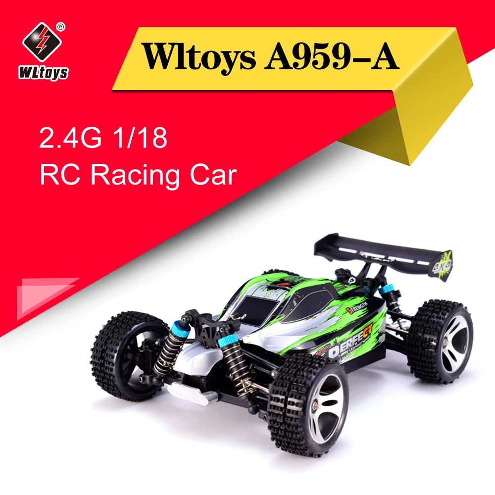 

Wltoys A959-A 2.4G 1/18 Scale 4WD RC Speedcar 35km/h Remote Control Racing High Speed Shockproof Off-Road Car Green