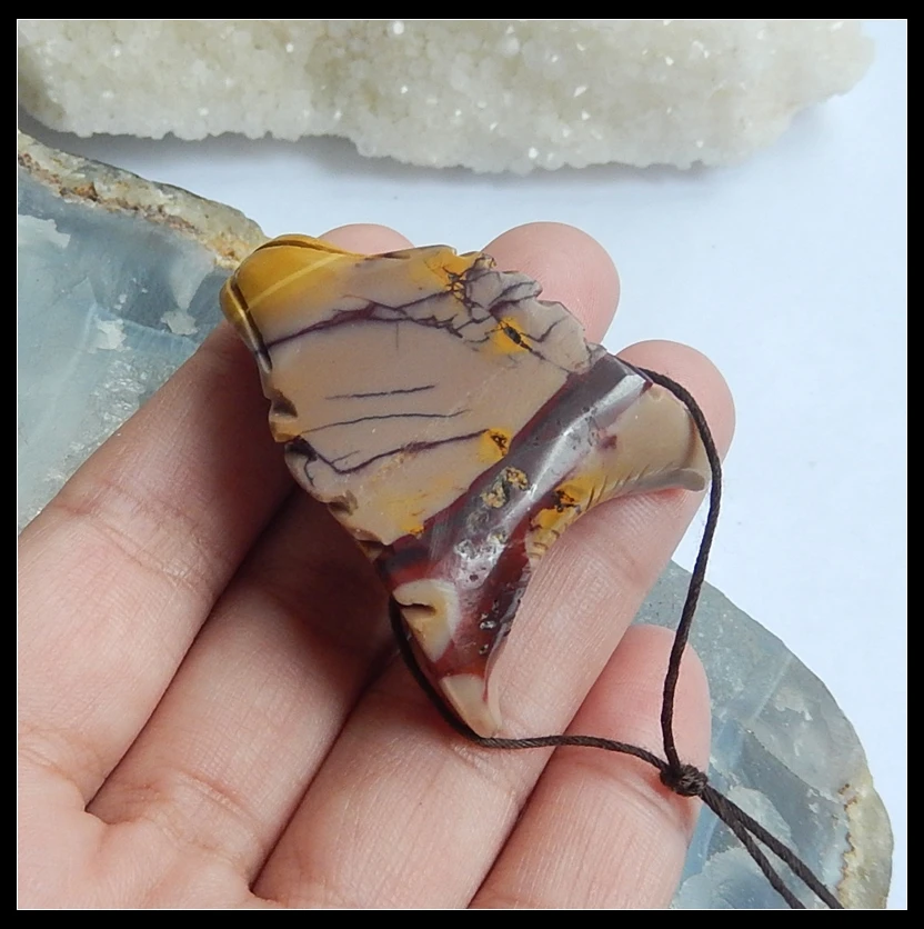 1 шт. натуральный камень Mookite Jasper резной Волчья Голова отверстие сбоку Neklace кулон 42x31x15 мм 22,7 г