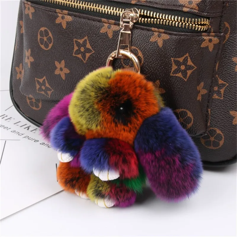 Женский мини брелок из натурального меха кролика 8 см|Брелоки| |