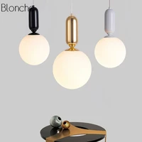 modern led glass pendant lights lamp nordic milk globe hanglamp for dining room kitchen bar home decor lighting fixtures e27