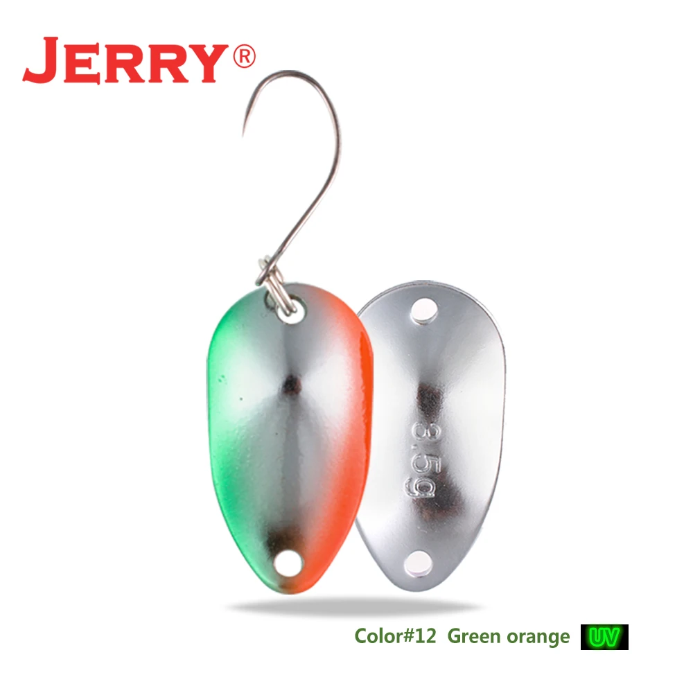 Jerry 1 шт. 2 г 3,5 г 4,5 г микро рыболовные ложки воблер несколько цветов рыболовные приманки Спиннер приманка форель ложка - Цвет: 12 green orange