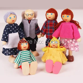 6 шт./лот семья шести кукол Кукла пальчиковая Детская кукла подарок на день