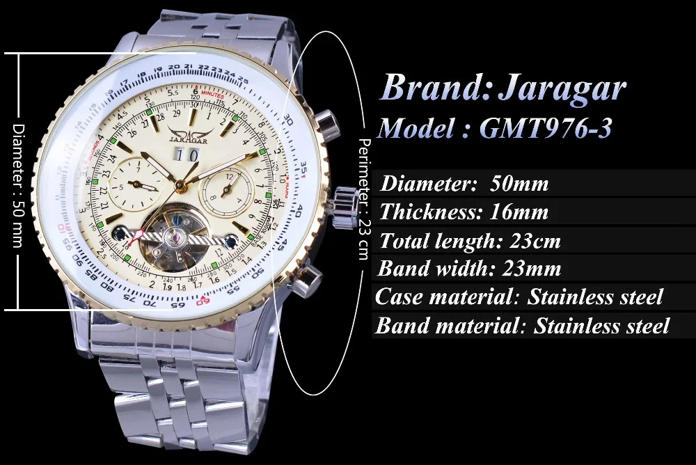 Авиатор Серии Военная Масштаб Желтый Элегантный Циферблат Jaragar Tourbillon Дизайн