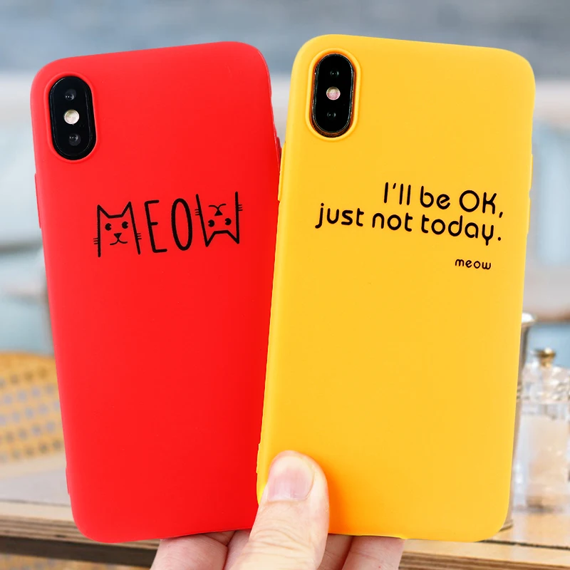 Fashion MEOW Phone Cases for IPhone X XS MAX XR 8 7 6 s Plus Case Letter Soft Silicone Fitted Mobile Covers Accessories |