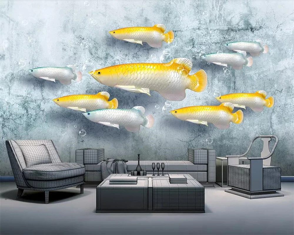 Beibehang пользовательские обои 3D стерео тиснение arowana фоновая стена гостиная