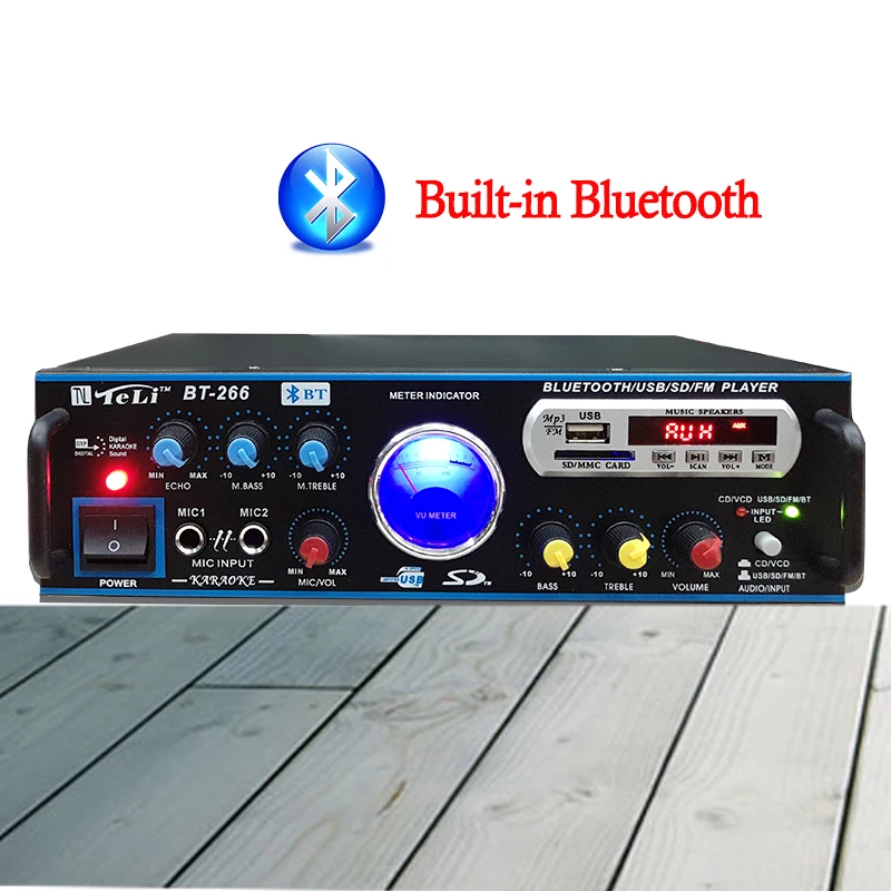 BT 266 2 0 мини усилитель U диск радио DC 12V bluetooth amplifier220Vpower усилитель|Усилители