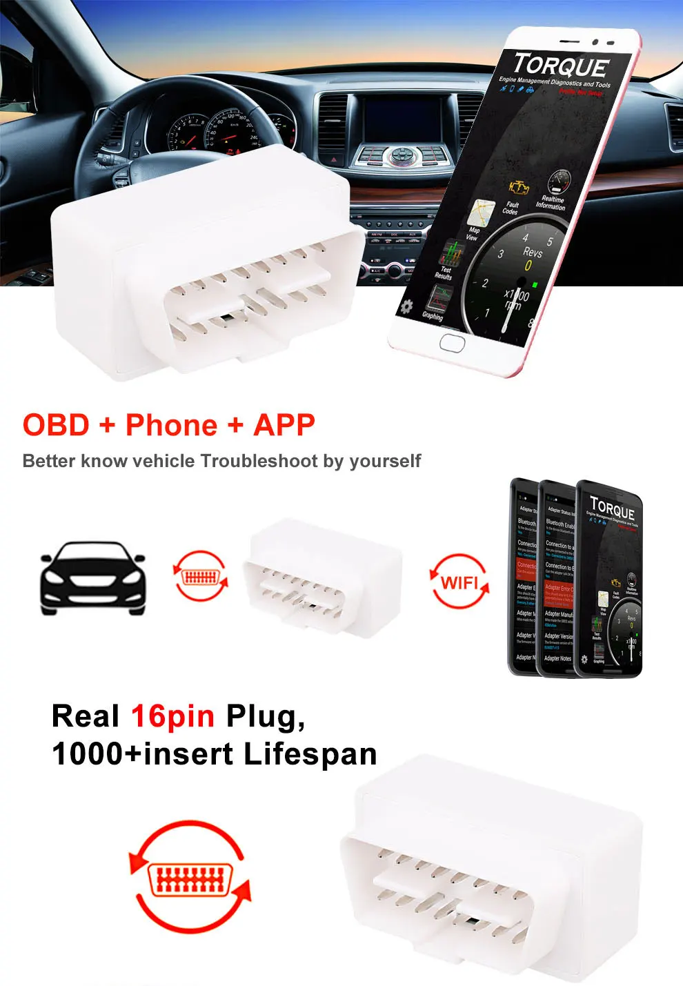 AUTOOL elm327 V1.5 wifi Bluetooth Авто OBD 2 II Eml327 Obd Автомобильный сканер для автомобильного считывателя кодов Pic18f25k80 диагностические инструменты