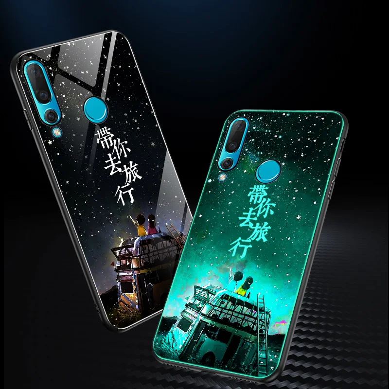 Чехол из закаленного стекла для Huawei P30 Pro P20 Lite Nova 4 светящийся ударопрочный чехол 3E