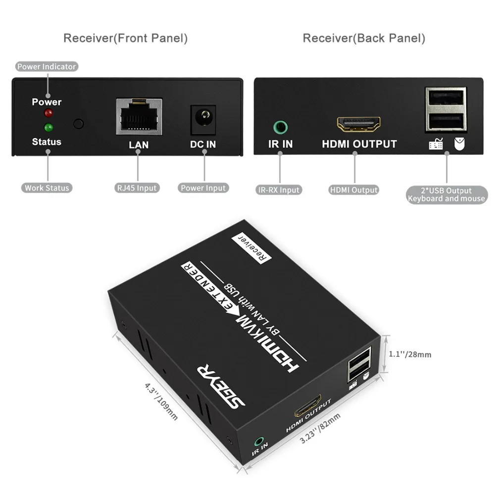 395ft HDMI KVM удлинитель 120m с помощью одной CAT5e/6 IR Ethernet SGEYR USB клавиатуры мыши K/M